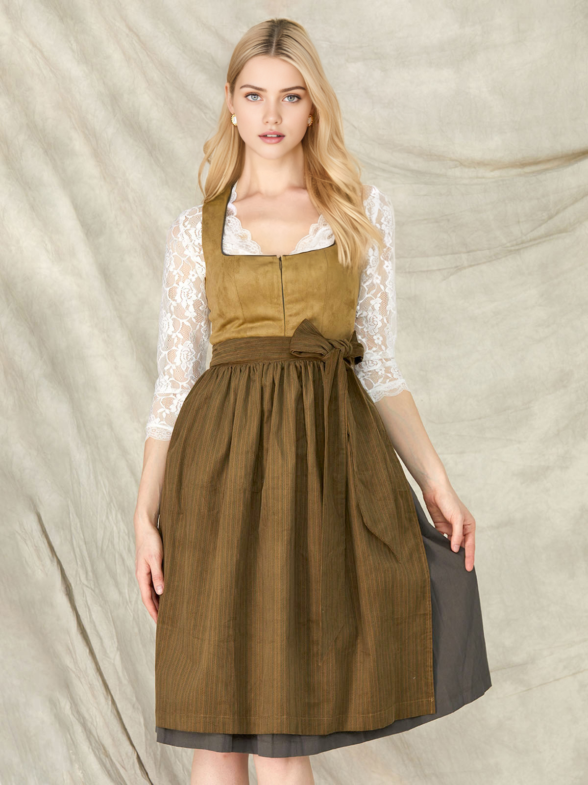 Dirndl mit geradem Ausschnitt in Grün